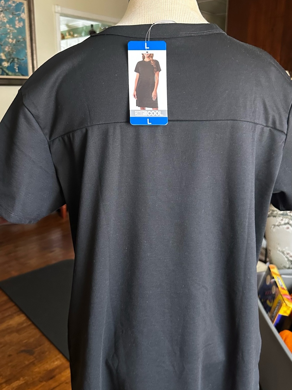 32 Degrees Black Short Sleeve Crewneck Tee Dress